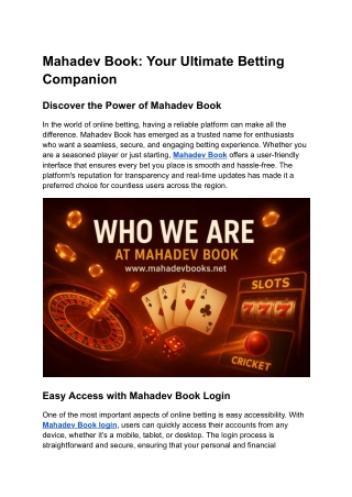 Discover the Power of Mahadev Book