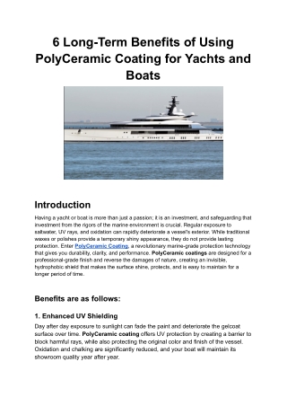 6 Long-Term Benefits of Using PolyCeramic Coating for Yachts and Boats