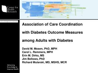 Association of Care Coordination with Diabetes Outcome Measures among Adults with Diabetes