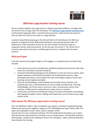 200 hours yoga teacher training course | Shiva Nandi Yogashala