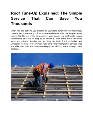 Roof Tune-Up Explained_ The Simple Service That Can Save You Thousands