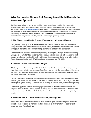 Top Local Delhi Brands Redefining Women’s Fashion | Camomile