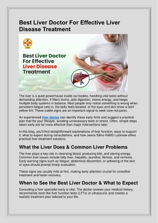 Best Liver Doctor for Liver Disease Treatment