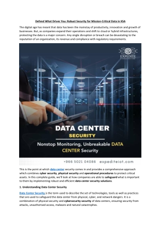 Defend What Drives You - Robust Security for Mission-Critical Data in KSA