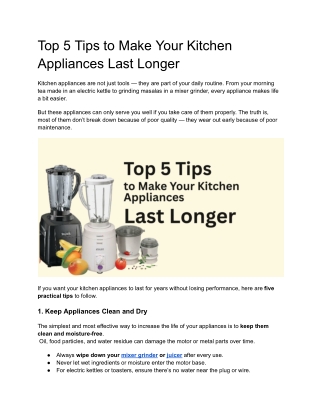 Top 5 Tips to Make Your Kitchen Appliances Last Longer