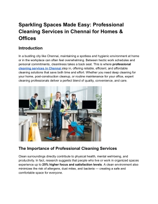 Sparkling Spaces Made Easy_ Professional Cleaning Services in Chennai for Homes & Offices