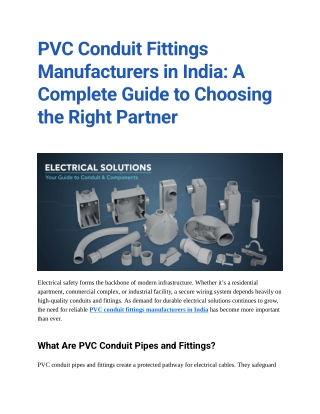 PVC Conduit Fittings Manufacturers in India_ A Complete Guide to Choosing the Right Partner