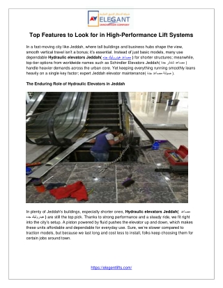 Top Features to Look for in High-Performance Lift Systems