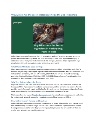 Why Millets Are the Secret Ingredient in Healthy Dog Treats India