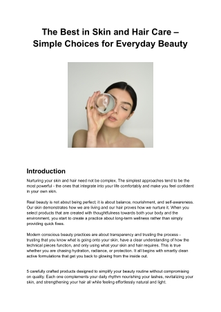 The Best in Skin and Hair Care – Simple Choices for Everyday Beauty