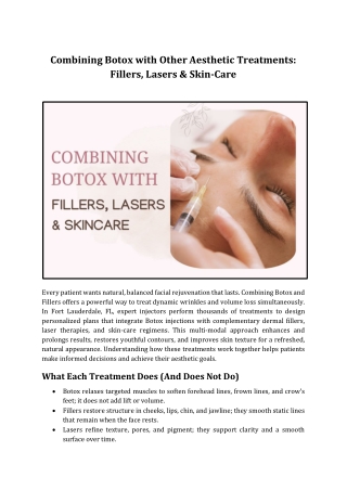 Combining Botox, Fillers & Lasers for Radiant Skin