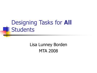 Designing Tasks for All Students