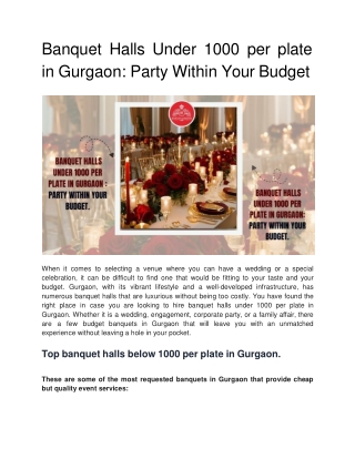 Luxury Banquet Halls in Gurgaon – Elegant Venues for Grand Celebrations