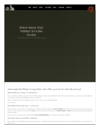 Indian Single Malt Whisky Is Going Global