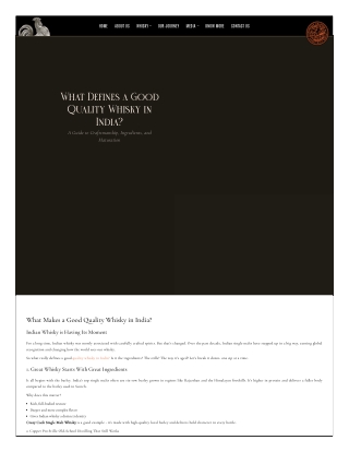 What Makes a Good Quality Whisky in India?