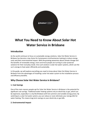 What You Need to Know About Solar Hot Water Service in Brisbane?