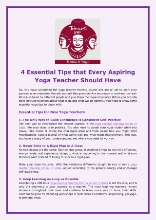 4 Essential Tips that Every Aspiring Yoga Teacher Should Have