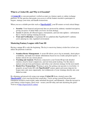 What is a Cricket ID, and Why is it Essential