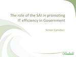 The role of the SAI in promoting IT efficiency in Government