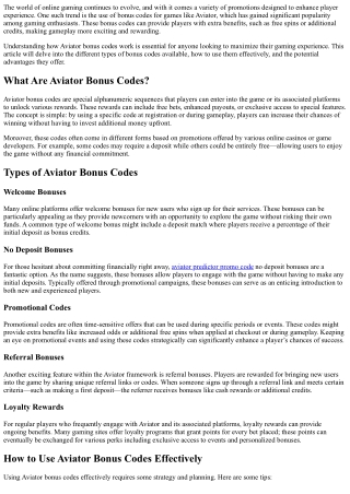 Everything You Need to Know About Aviator Bonus Codes