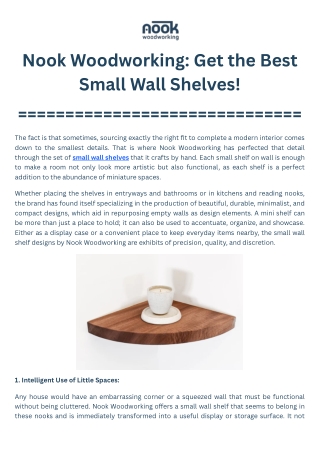 Nook Woodworking: Get the Best Small Wall Shelves!