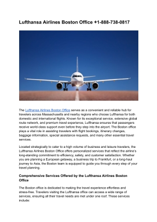 Lufthansa Airlines Boston Office  1-888-738-0817 (1)