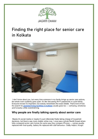 Assisted Living Facilities in Kolkata – Senior Care & Support
