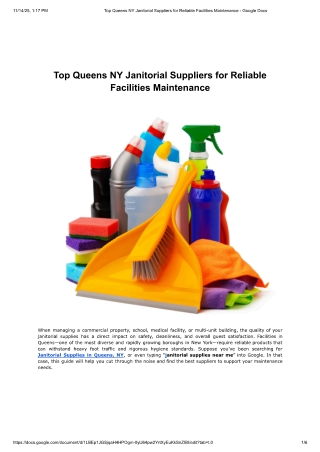 Top Queens NY Janitorial Suppliers For Facilities Maintenance