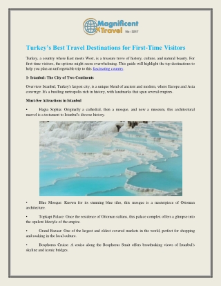 Turkey’s Best Travel Destinations for First-Time Visitors