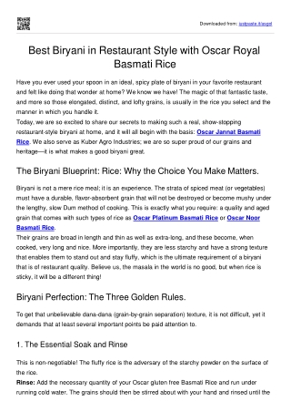 Buy Premium Basmati Rice Online | Oscar Basmati Rice – Best Basmati Rice Price