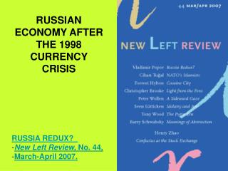 RUSSIAN ECONOMY AFTER THE 1998 CURRENCY CRISIS