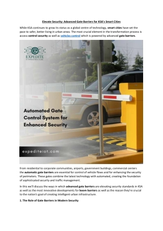 Elevate Security Advanced Gate Barriers for KSA's Smart Cities