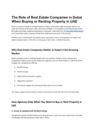 The Role of Real Estate Companies in Dubai When Buying or Renting Property in UAE (1)