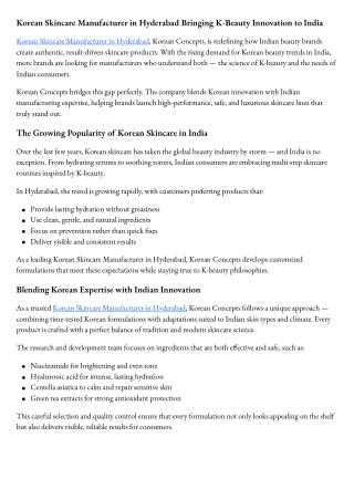 Korean Skincare Manufacturer in Hyderabad