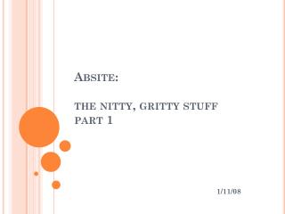 Absite : the nitty , gritty stuff part 1