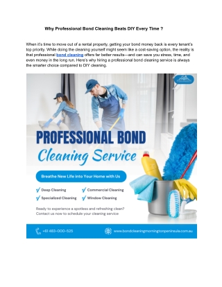 Why Professional Bond Cleaning Beats DIY Every Time ?