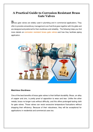 A Practical Guide to Corrosion Resistant Brass Gate Valves
