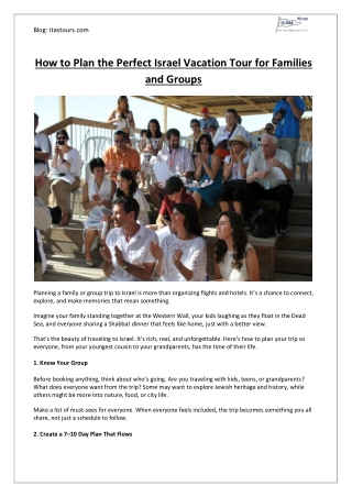 How to Plan the Perfect Israel Vacation Tour for Families and Groups