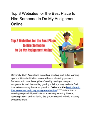 Top 3 Websites for the Best Place to Hire Someone to Do My Assignment Online