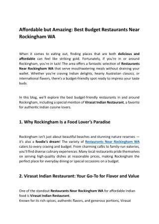 Affordable but Amazing Best Budget Restaurants Near Rockingham WA