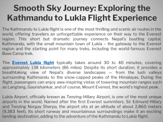 Smooth Sky Journey Exploring the Kathmandu to Lukla Flight Experience
