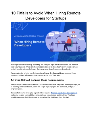Hiring Remote Developers. The 10 Mistakes Founders Must Avoid