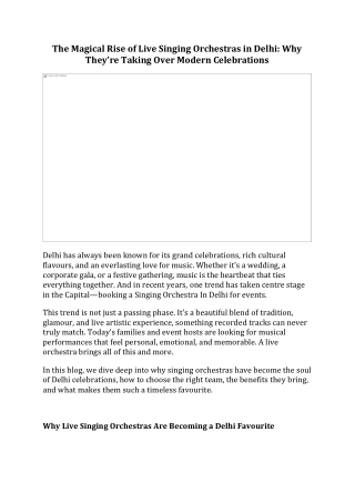 Singing Orchestra In Delhi - sindhu stage craft