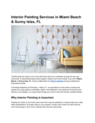 Interior Painting Services in Miami Beach & Sunny Isles, FL