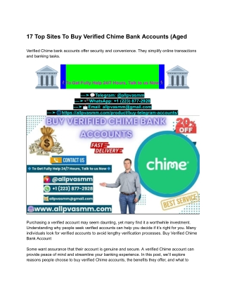 17 Top Sites To Buy Verified Chime Bank Accounts (Aged