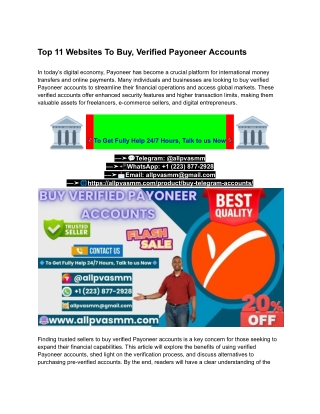 Top 11 Websites To Buy, Verified Payoneer Accounts