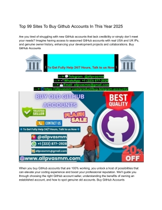 Top 99 Sites To Buy Github Accounts In This Year 2025
