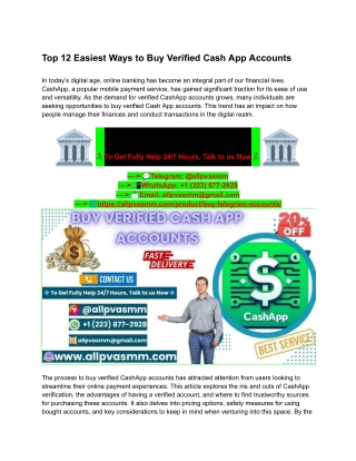 Top 12 Easiest Ways to Buy Verified Cash App Accounts
