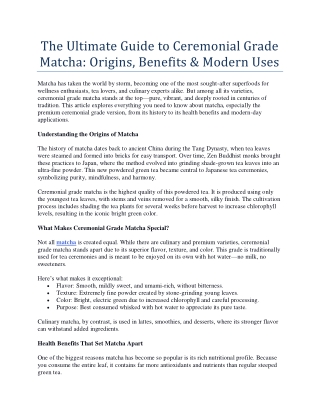 The Ultimate Guide to Ceremonial Grade Matcha