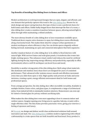 Top Benefits of Installing Slim Sliding Doors in Homes and Offices